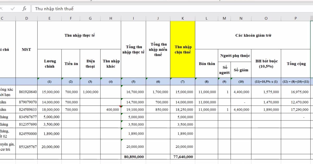 Hướng dẫn kê khai thuế TNCN và tạm nộp theo tháng