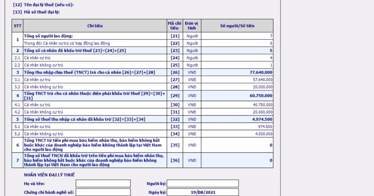 Hướng dẫn kê khai thuế TNCN và tạm nộp theo tháng