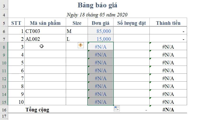 Cách kết hợp hàm OFFSET và hàm MATCH để dò tìm nhiều điều kiện