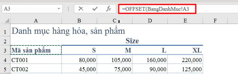 Cách kết hợp hàm OFFSET và hàm MATCH để dò tìm nhiều điều kiện