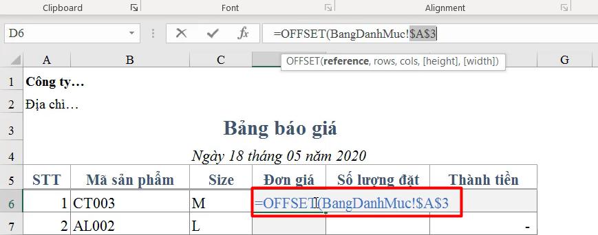 Cách kết hợp hàm OFFSET và hàm MATCH để dò tìm nhiều điều kiện