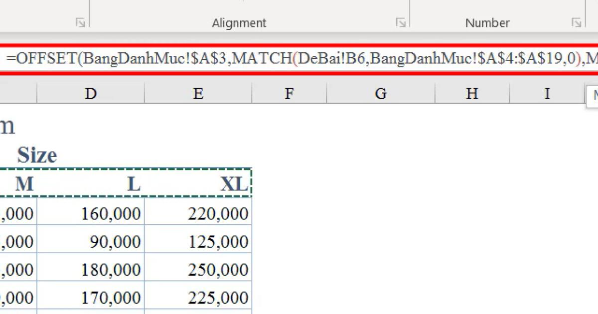 Cách kết hợp hàm OFFSET và hàm MATCH để dò tìm nhiều điều kiện