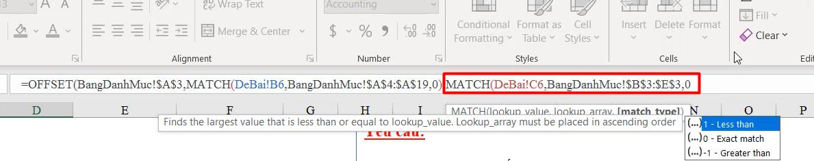 Cách kết hợp hàm OFFSET và hàm MATCH để dò tìm nhiều điều kiện