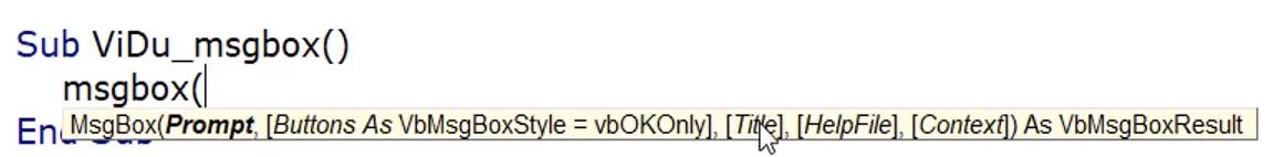 Hướng dẫn chi tiết cách sử dụng msgbox trong VBA Excel
