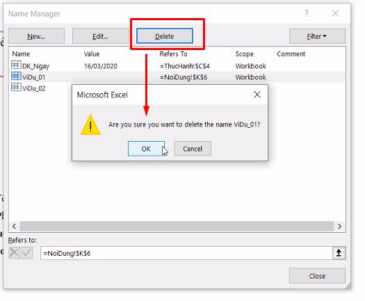 Quy tắc đặt tên và quản lý tên vùng với Name Manager trong Excel
