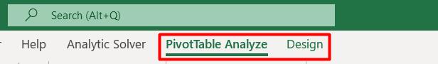 Pivot Table trong Excel và các thẻ chức năng riêng trên thanh công cụ