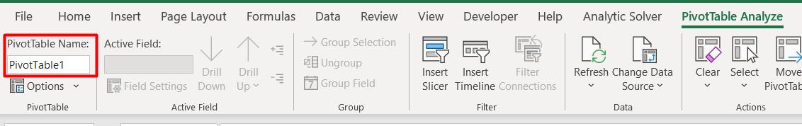 Pivot Table trong Excel và các thẻ chức năng riêng trên thanh công cụ