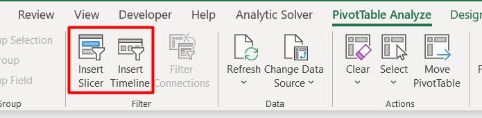 Pivot Table trong Excel và các thẻ chức năng riêng trên thanh công cụ