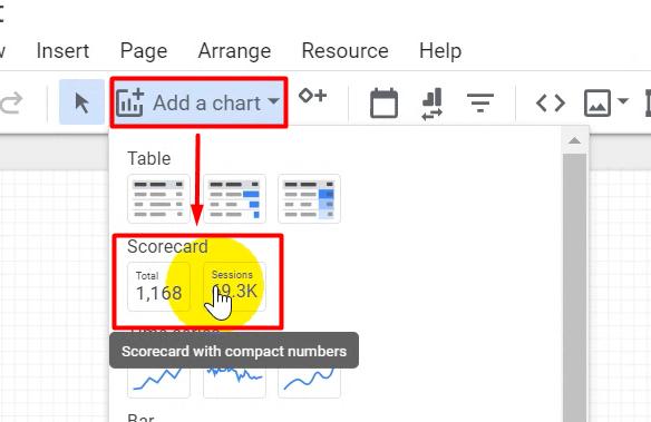 Cách tạo biểu đồ Score Card trong Google Data Studio