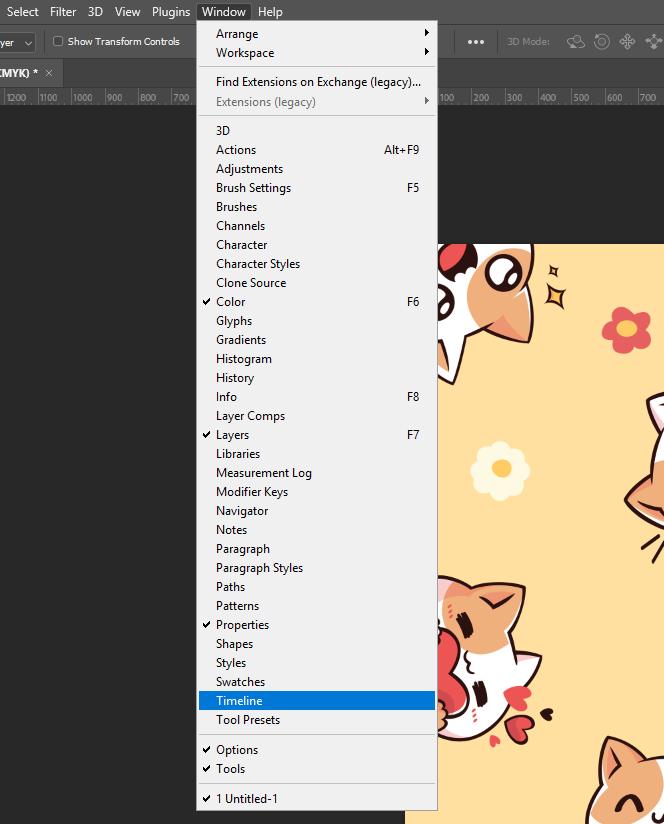 Tạo ảnh GIF bằng Photoshop: Mở Timeline trong Photoshop