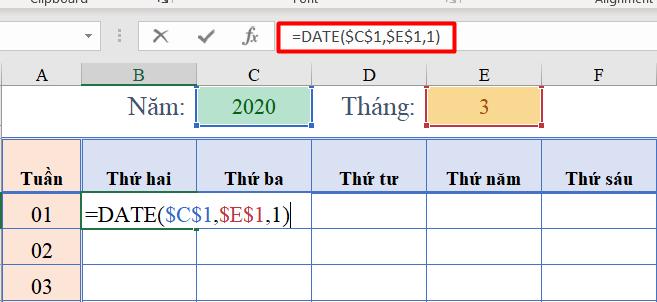 Cách làm lịch trong Excel đơn giản bằng hàm 1