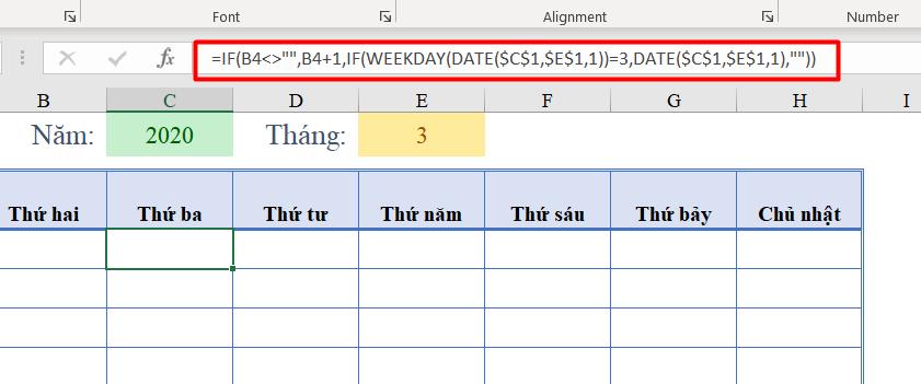 Cách làm lịch trong Excel đơn giản bằng hàm 3