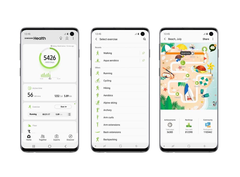 Giao diện người dùng của Samsung Health