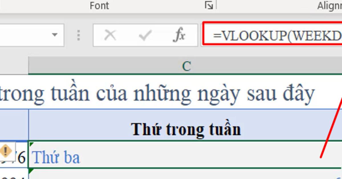 kết hợp hàm Vlookup với hàm WEEKDAY