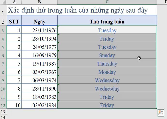 4 cách xác định thứ trong tuần trên Excel có thể bạn chưa biết