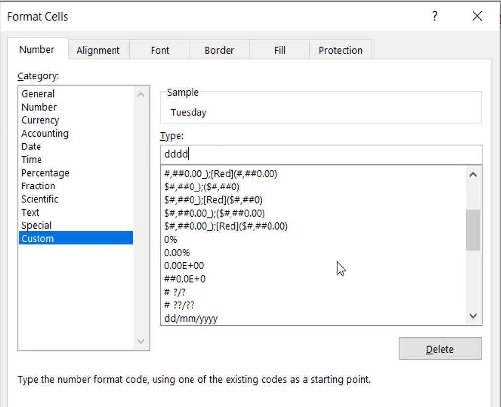 Định dạng thứ trong Excel với Format Cells