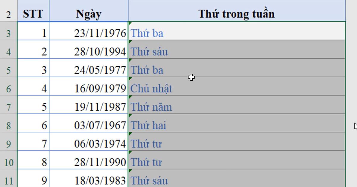 Copy công thức bằng cách filldown