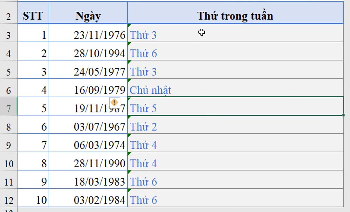 copy công thức xuống các dòng dưới trong Excel