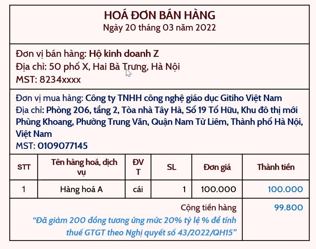 Hướng dẫn xuất hóa đơn giảm thuế GTGT theo NQ43/2022/QH15