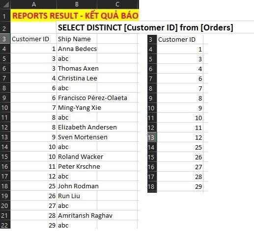 VBA FOR SQL WITH SQL_SELECT DISTINCT
