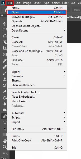 Mở ảnh mới trong photoshop để bắt đầu bóp mặt