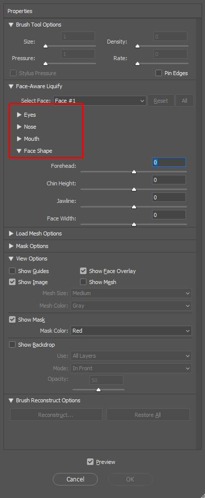 Chỉnh sửa các bộ phận khác trên khuôn mặt