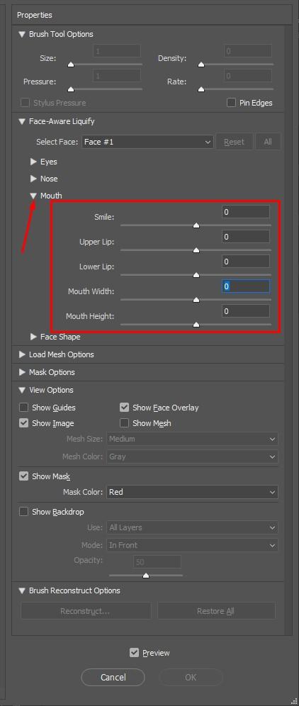 Chỉnh sửa vùng miệng trên khuôn mặt