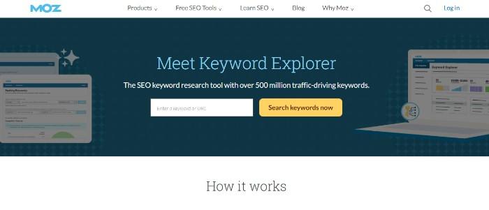 Giao diện công cụ Moz Keyword Explorer