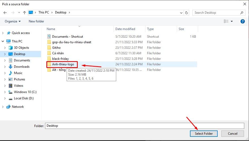 Chọn nhiều ảnh cùng lúc để chèn logo