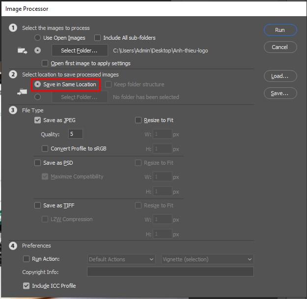 Chọn nơi lưu ảnh sau khi chèn logo