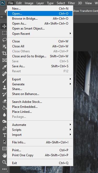 Đưa ảnh muốn chỉnh sáng vào photoshop