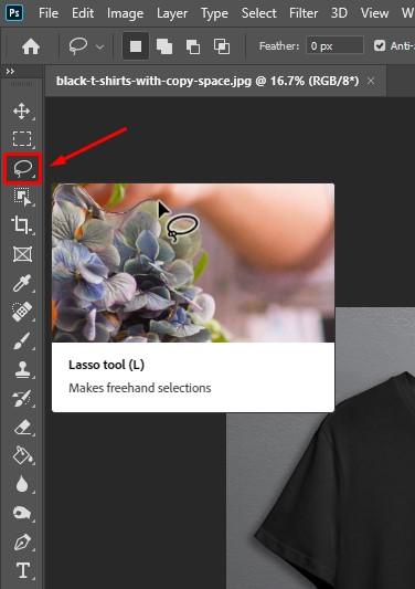 Chọn công cụ Lasso tool