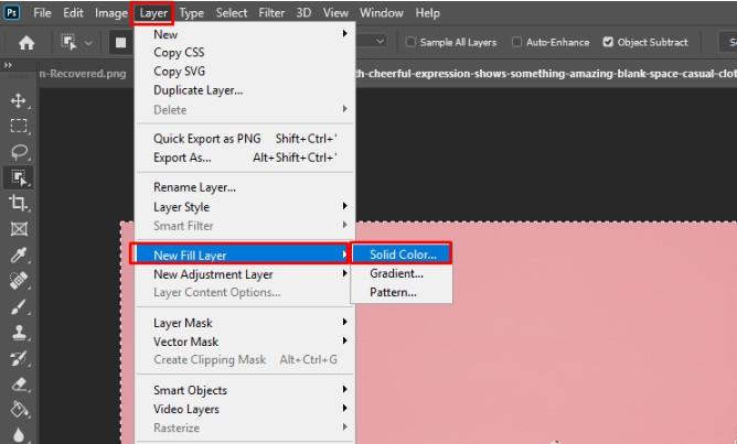 Đổi màu nền trong-photoshop: chọn ayer
