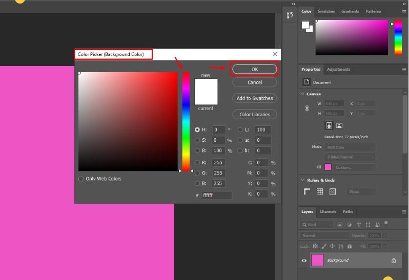 Đổi màu nền trong-photoshop: đổi màu background