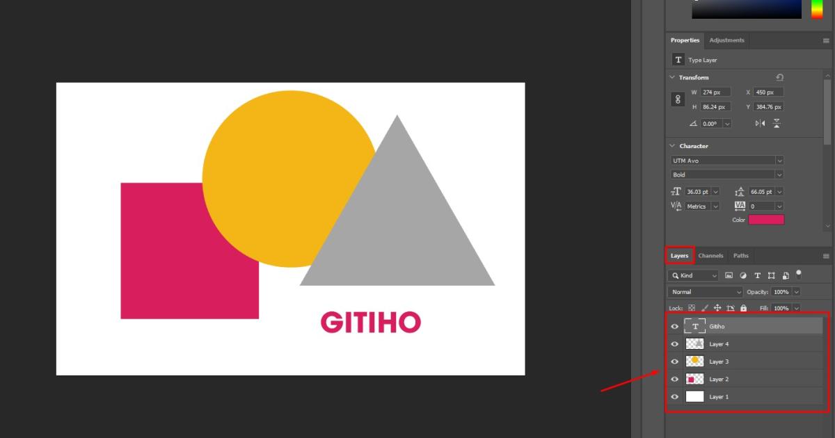 Vị trí các layer trong photoshop