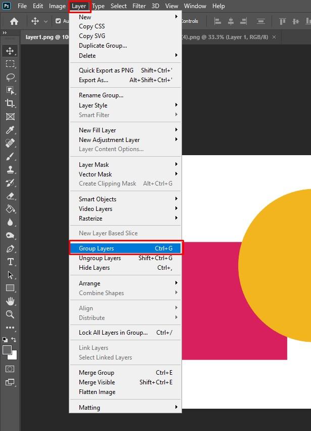 Nhóm các layers bằng chức năng Group Layers