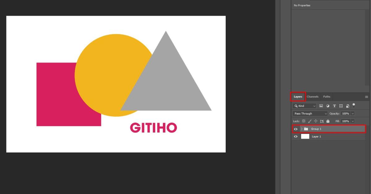 Các layers được đưa vào nhóm sau khi Group Layers