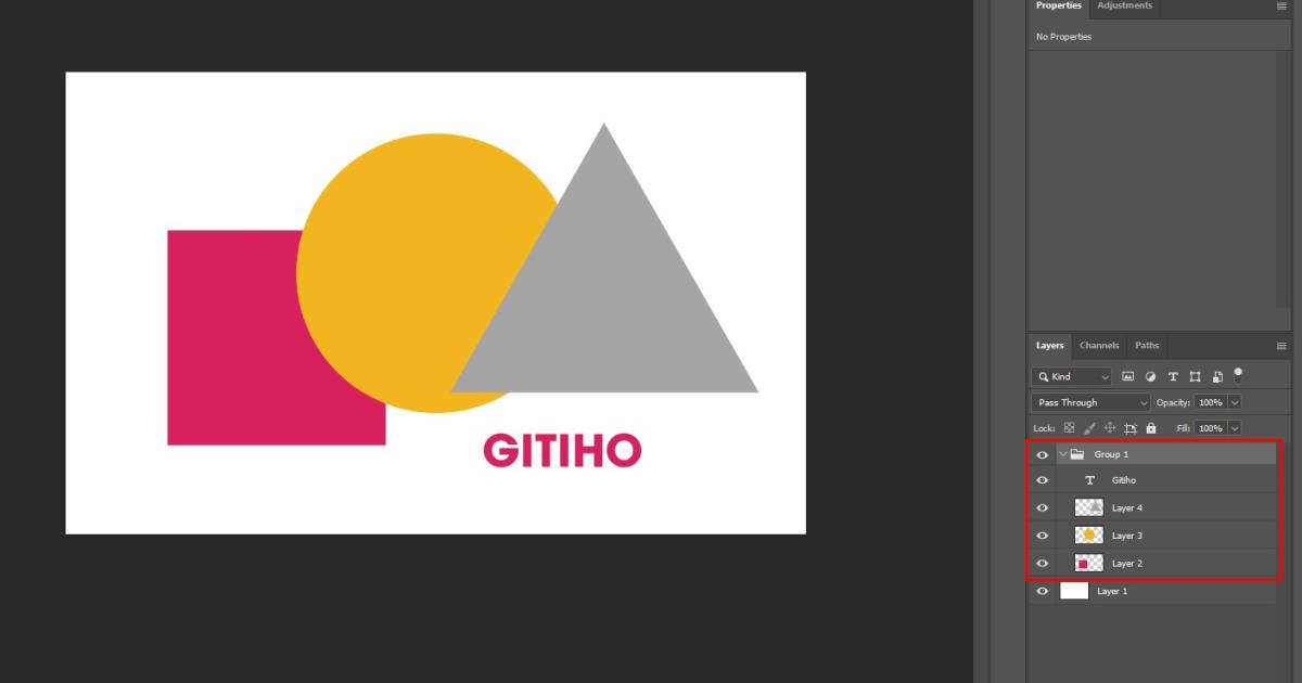 Hiển thị các layer con đã được nhóm