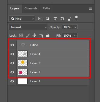 Chọn các layer muốn gộp