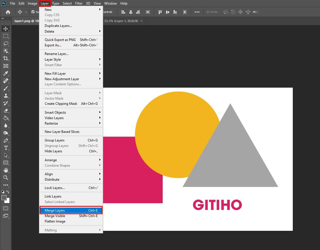 Chọn Merge Layers để gộp các layer