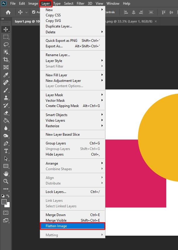 Gộp nhiều layers bằng Flatten Image