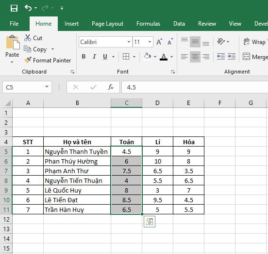 Cách tô màu giá trị lớn nhất trong Excel 2