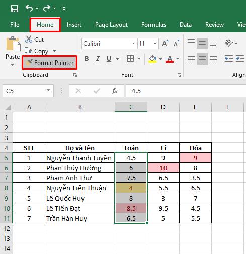 Cách tô màu giá trị nhỏ nhất trong Excel 5