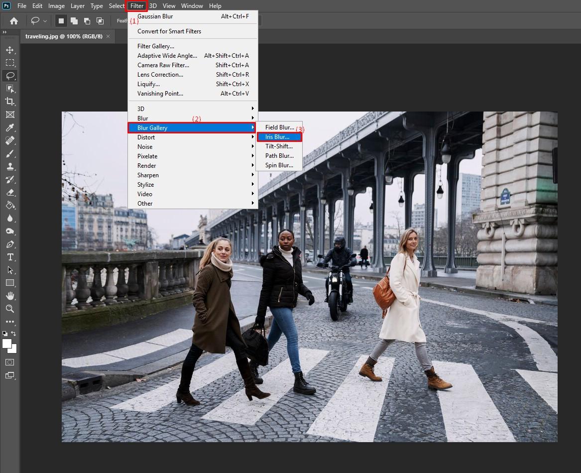 Làm mờ ảnh bằng Iris Blur