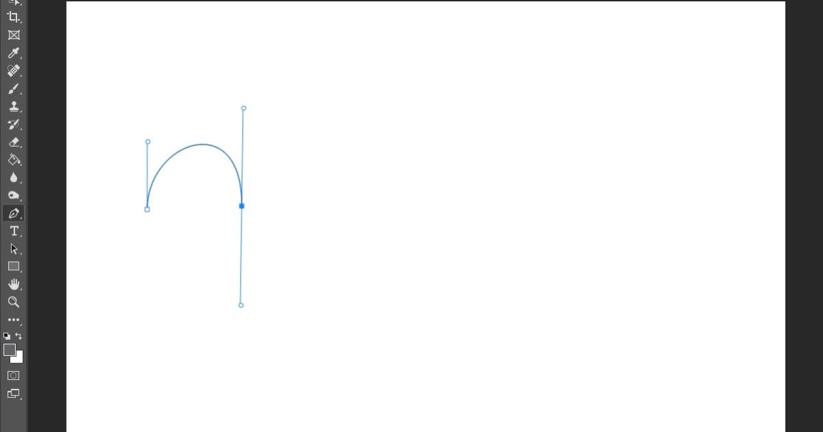 Tạo điểm neo thứ hai và kéo xuống dưới để vẽ đường cong thứ nhất