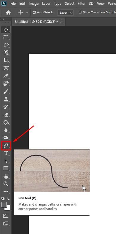 Chọn biểu tượng Pen Tool