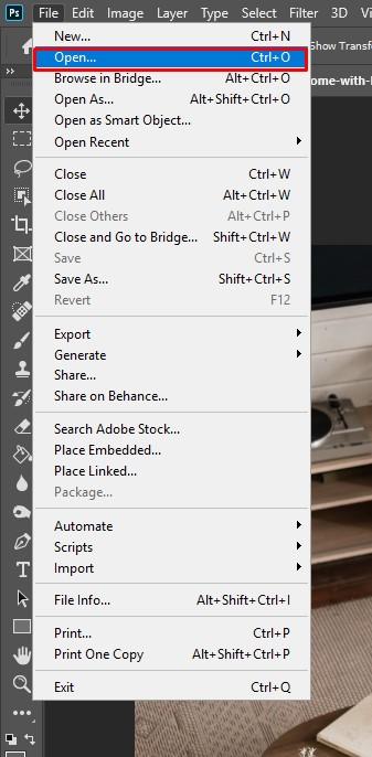 Mở hình ảnh muốn phóng to trong photoshop