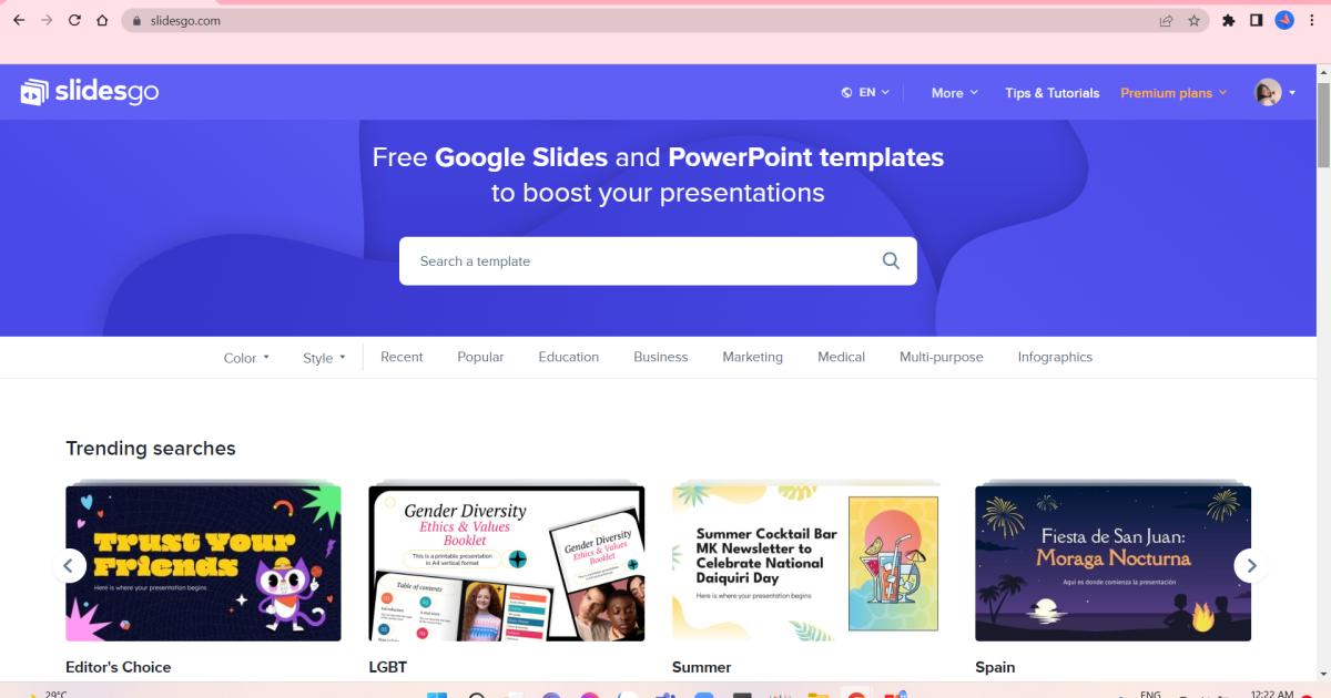 Web thiết kế slide Slidesgo