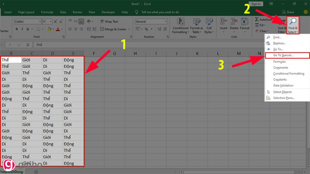 Tìm kiếm các ô có công thức trong Excel (1)