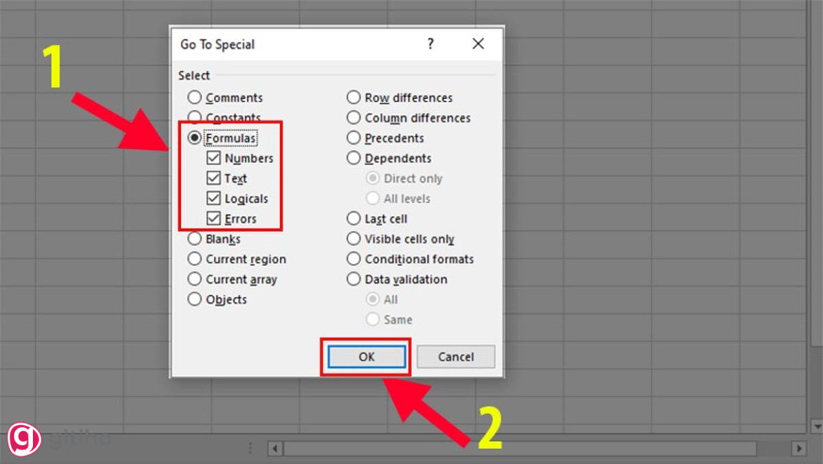Tìm kiếm các ô có công thức trong Excel (2)